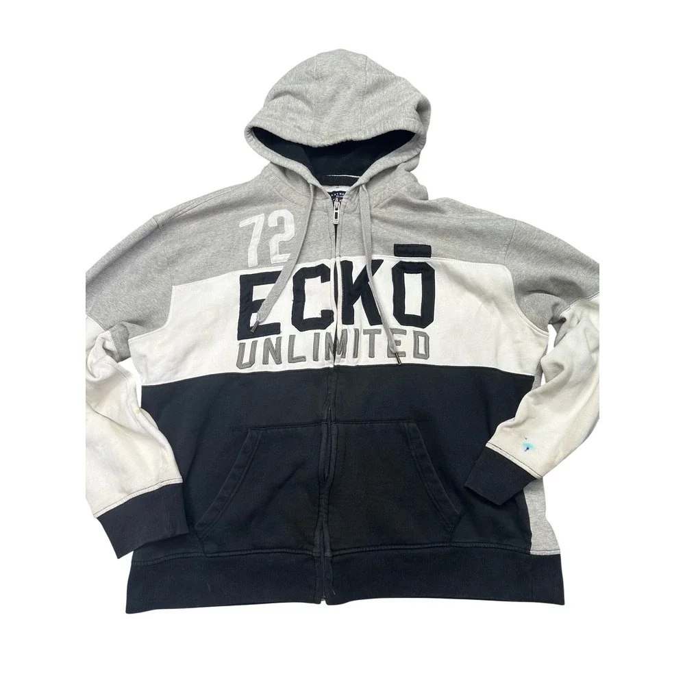 Ecko Unltd Full Zip Hoodie Vintage 90's Mens XXL Streetwear 1972